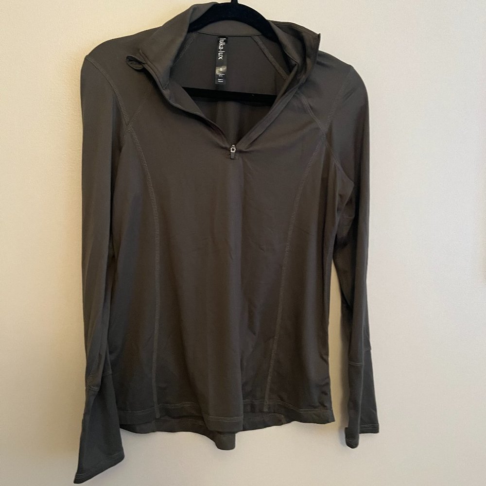 Olive green / grey athletic quarterzip